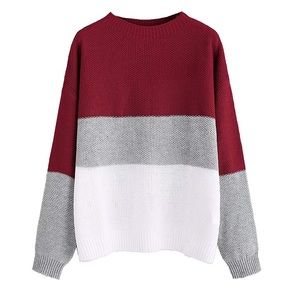 Women's Knitted Color Block Textured Sweater